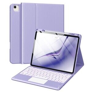 for iPad Air 13 Inch & Pro 12.9 Case with Keyboard - Multi-Touch Trackpad Purple
